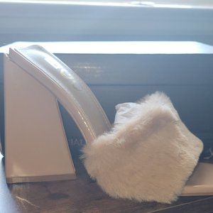 Ego Shoes| Beige Fluffy Square Heel | Sz6